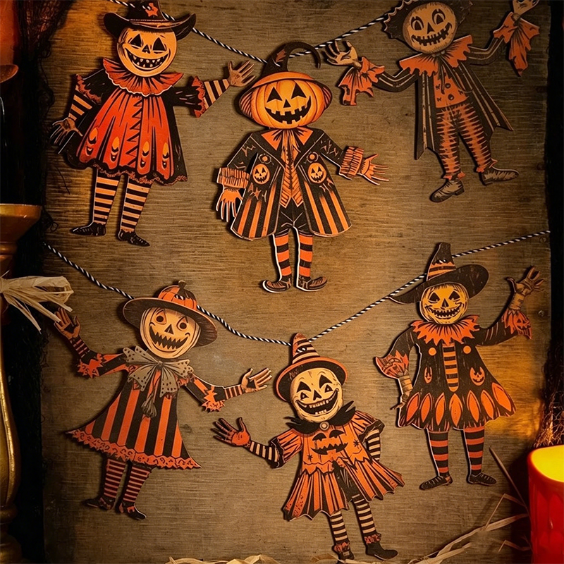 🎃Halloween Early Bird Special Sale 49% OFF-💀Vintage Halloween Wooden Wall Hanging Set – 6-Piece Rustic Decor for Spooky Season👻