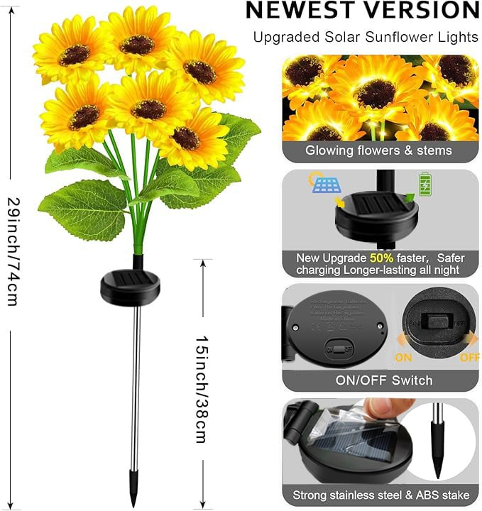 🌻Factory Direct Sales 50% Off !- 🌞Solar LED Sunflower Garden Lights-29.6inch/74cm