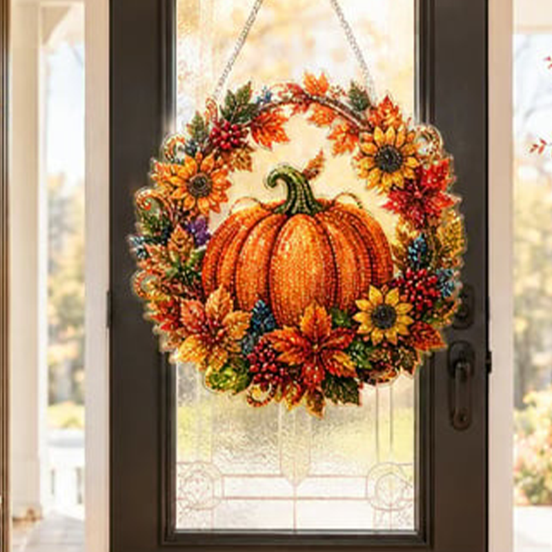 🏆Limited Time Sale 50% OFF🍂✨Autumn Harvest Pumpkin Diamond Art Hanging Ornament Kit