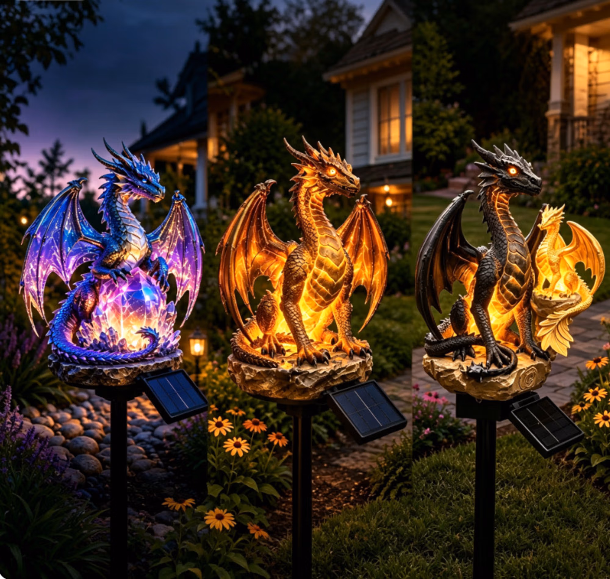Solar Dragon Crystal Garden Light – Glowing Fantasy Outdoor Yard Decor with Solar Panel