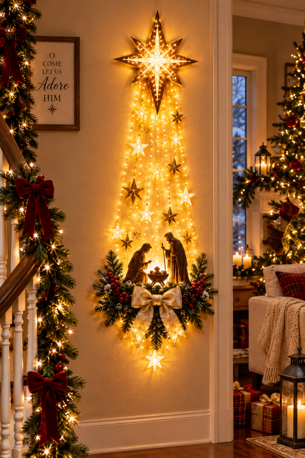 ✨Last Day 49% OFF✨✝️ Bethlehem Star of Faith™ – Lighted Nativity Wall Decor