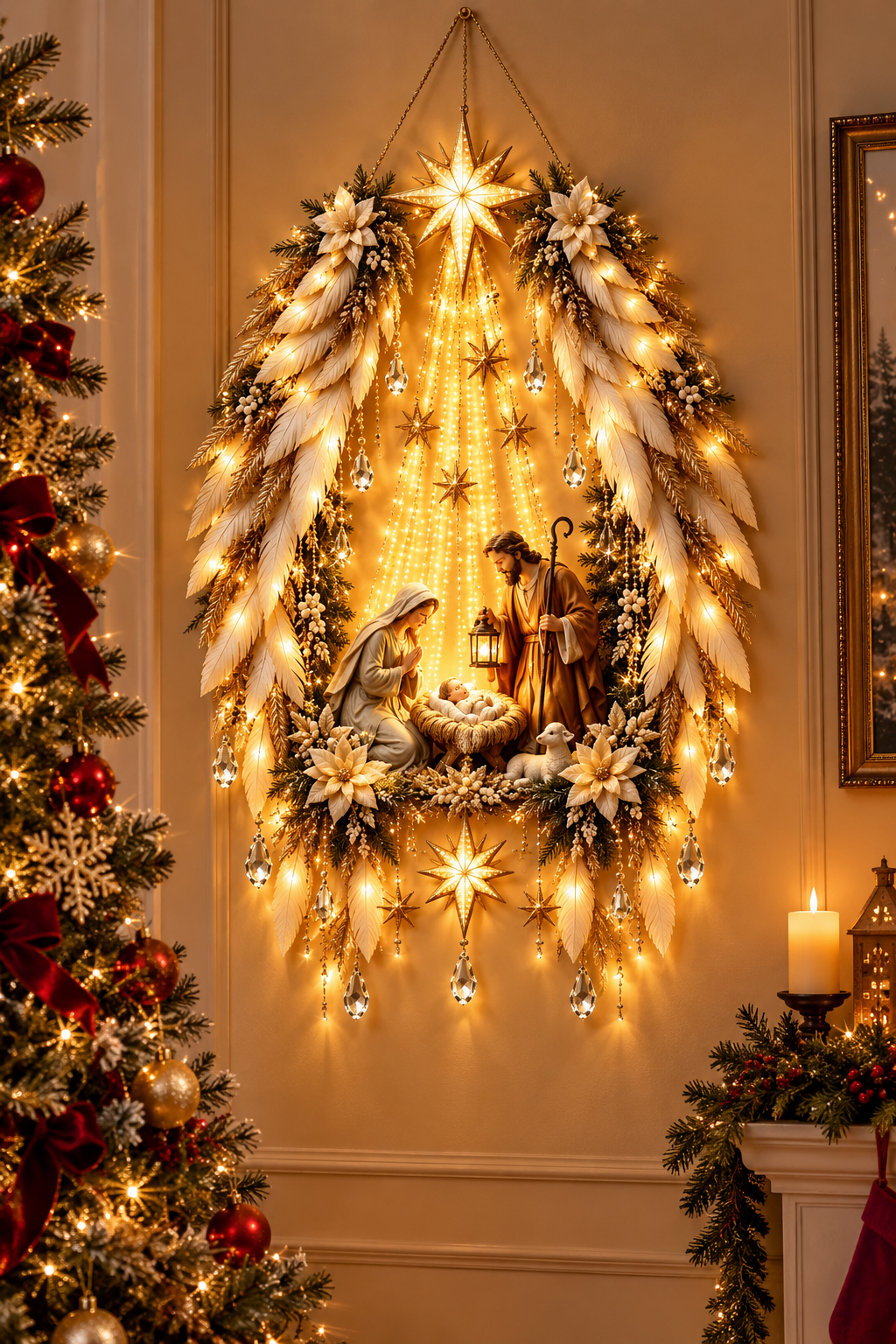 ✨Last Day 49% OFF✨✝️ Bethlehem Star of Faith™ – Lighted Nativity Wall Decor