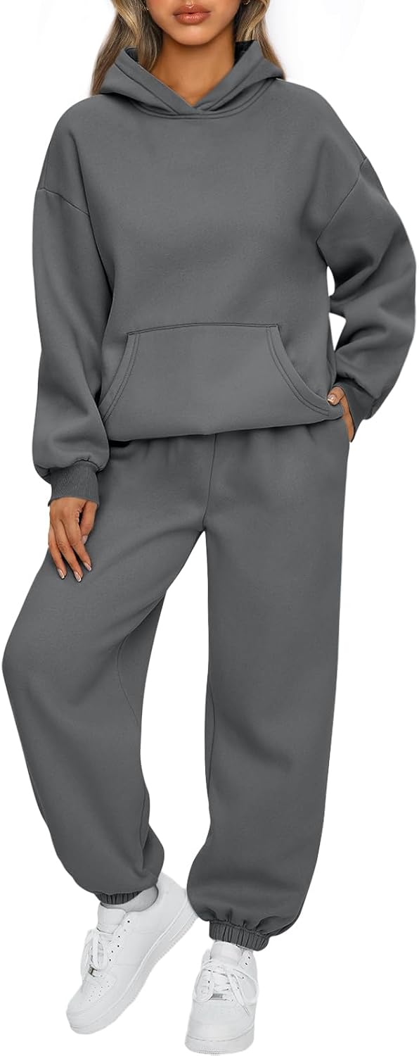 Womens 2 Piece Lounge Sweatsuit Sets Oversized Fall Hoodies & Baggy Jogger Sweatpants