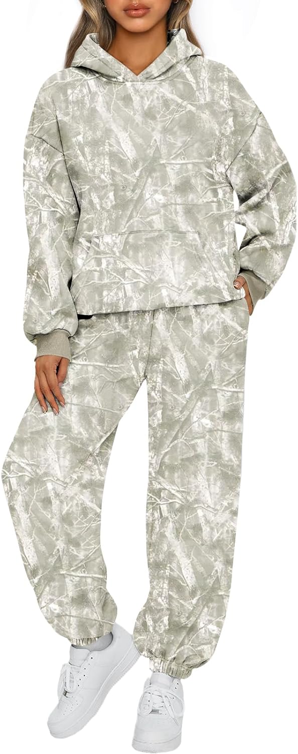 Womens 2 Piece Lounge Sweatsuit Sets Oversized Fall Hoodies & Baggy Jogger Sweatpants