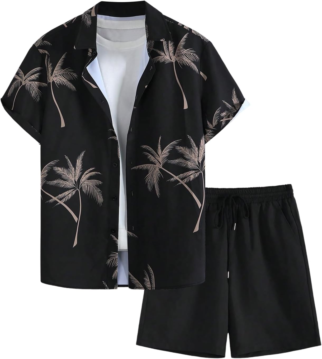 Men's 2 Piece Hawaiian Summer Outfits Short Sleeve Button Down Shirt and Shorts Set Beach Tracksuits