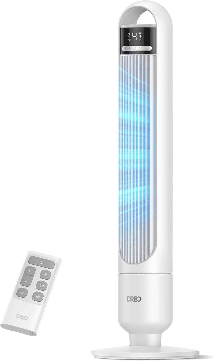 Tower Fan for Bedroom, 90° Oscillating Standing Fans for Room with 4 Speeds, 3 Modes, 28dB Quiet for Sleep, 26ft/s Velocity, 8H Timer, Remote, Living Room, Office, Home, Black