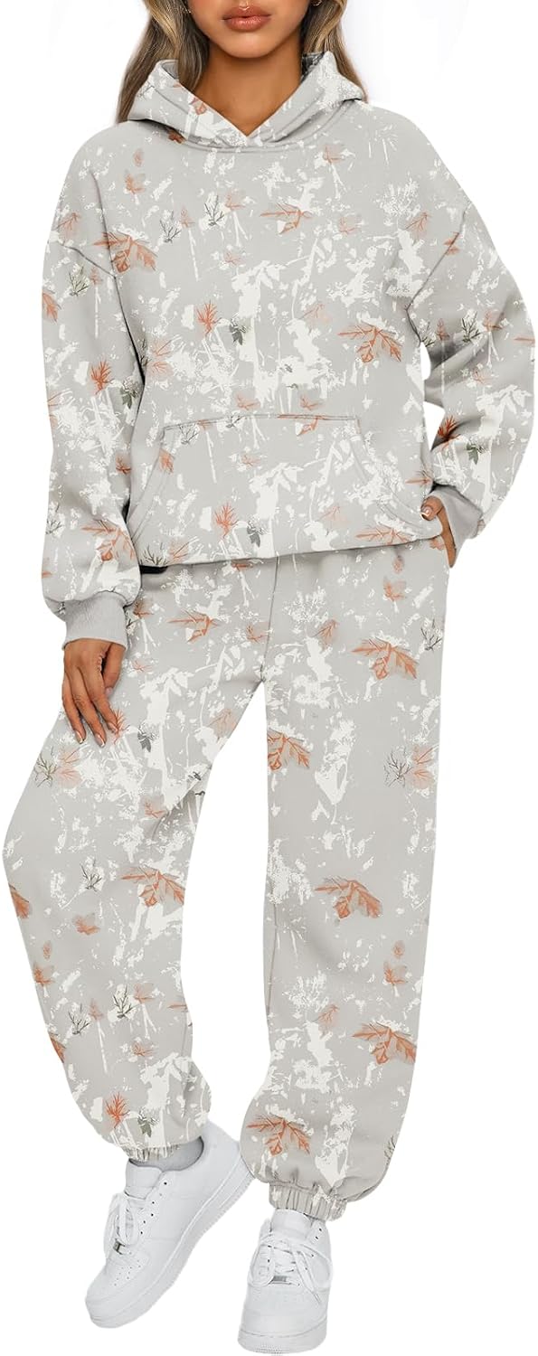 Womens 2 Piece Lounge Sweatsuit Sets Oversized Fall Hoodies & Baggy Jogger Sweatpants