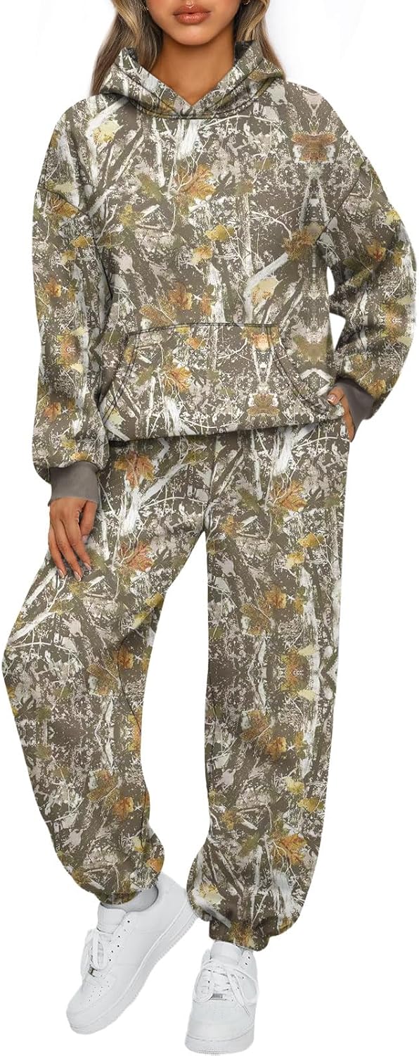 Womens 2 Piece Lounge Sweatsuit Sets Oversized Fall Hoodies & Baggy Jogger Sweatpants