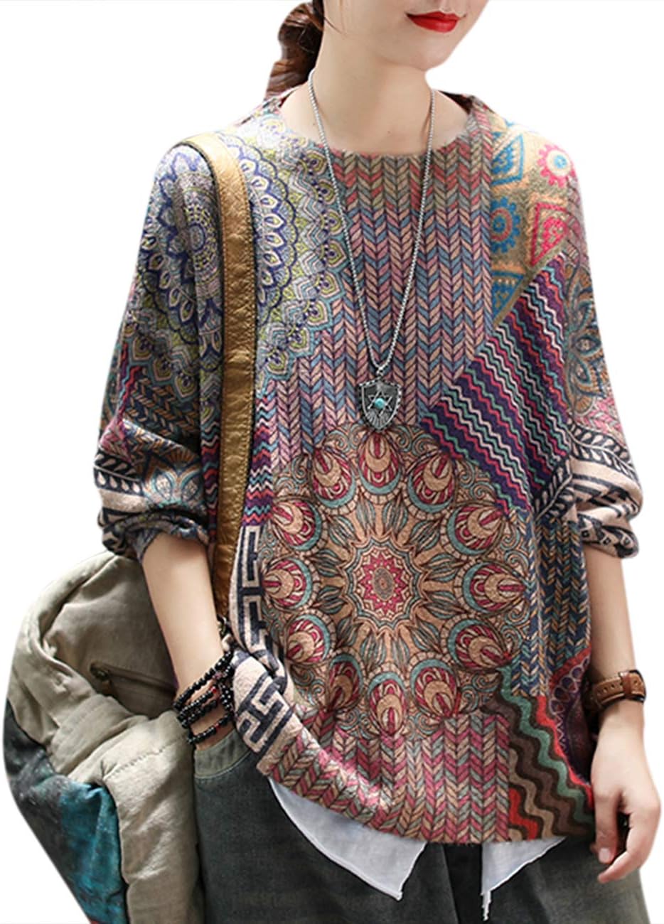 Women Christmas Sweater Graphic Printed Oversized Pullover Sweaters Casual Loose Knit Tops S01