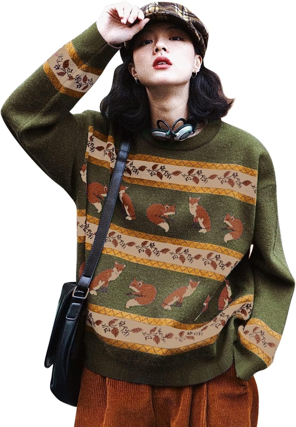  Women Christmas Sweater Graphic Printed Oversized Pullover Sweaters Casual Loose Knit Tops S01