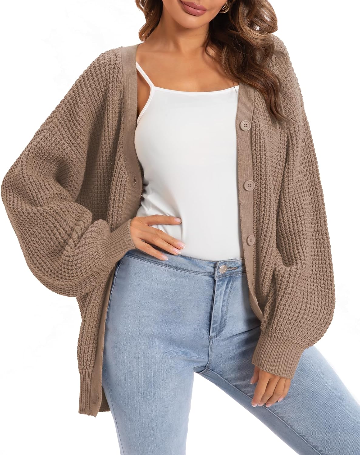 Cardigan Sweaters for Women 100% Cotton Button-Down Oversized Knit Outerwear Fall Tops for Women 2026