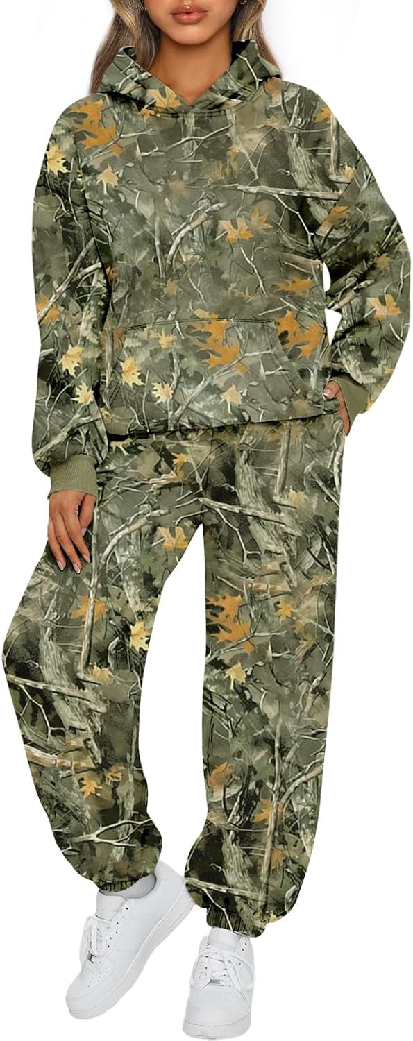 Womens 2 Piece Lounge Sweatsuit Sets Oversized Fall Hoodies & Baggy Jogger Sweatpants