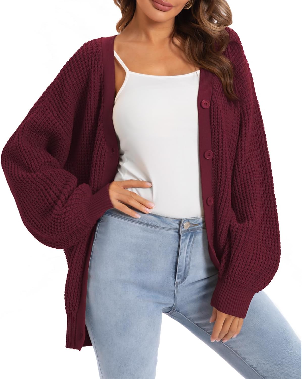 Cardigan Sweaters for Women 100% Cotton Button-Down Oversized Knit Outerwear Fall Tops for Women 2026