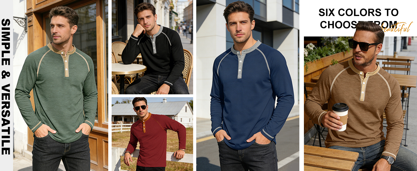 Mens henley long sleeve