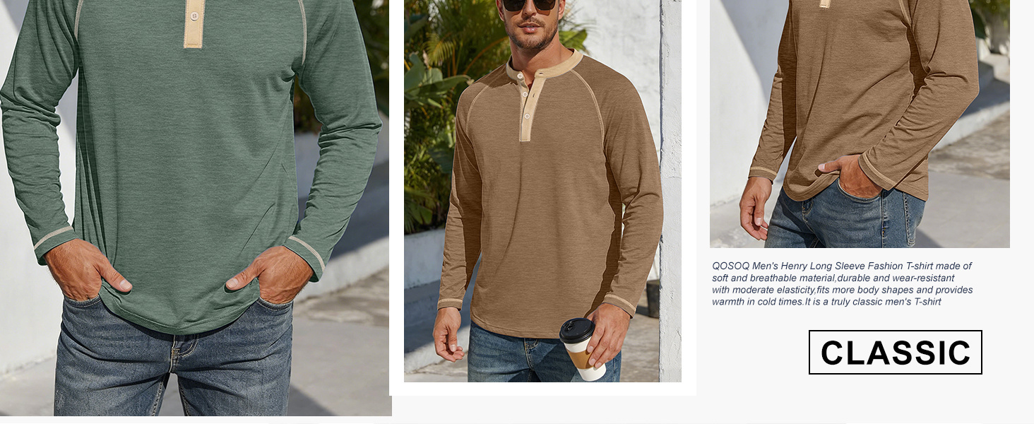 Mens henley long sleeve