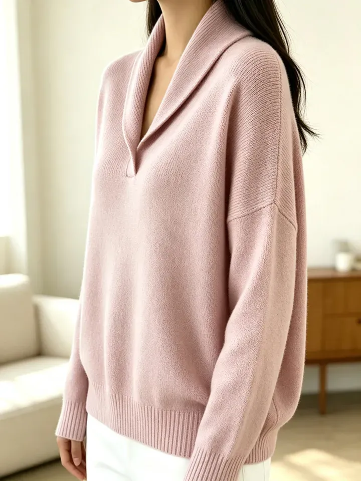 ☁️ All-Day Comfort | Women's Cozy Shawl-Collar Pullover Sweater