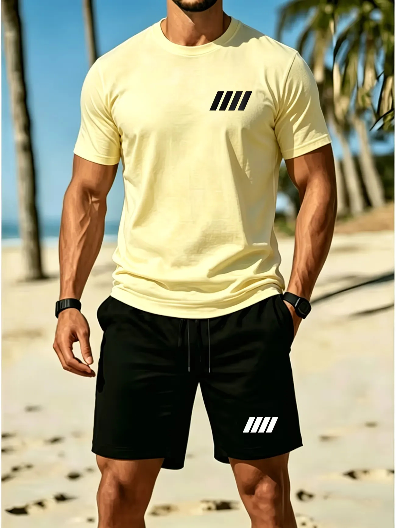 ⏰ Último día: ¡50% de descuento! 🔥 Conjunto de verano de lino para hombre con polo y pantalones cortos.