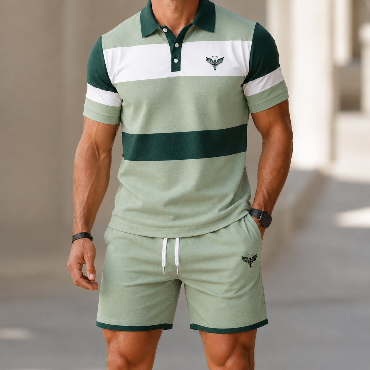 ⏰ Último día: ¡50% de descuento! 🔥 Conjunto de verano para hombre con polo y pantalón corto