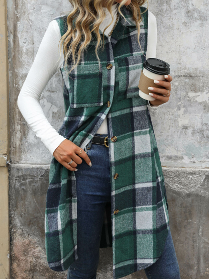 Mendocino Plaid Vest Coat