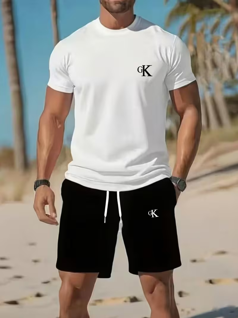 ⏰ Último día: ¡50% de descuento! 🔥 - Conjunto de verano para hombre: camiseta y pantalón corto