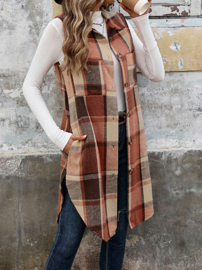 Mendocino Plaid Vest Coat