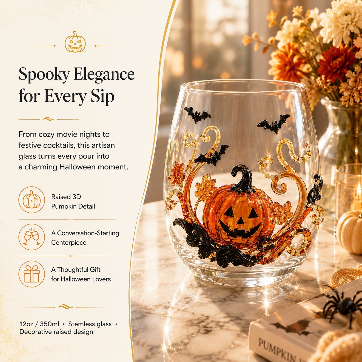 🎃 3D Halloween Glassware Collection | Spooky Designs, Festive Sips & Cozy Fall Moments