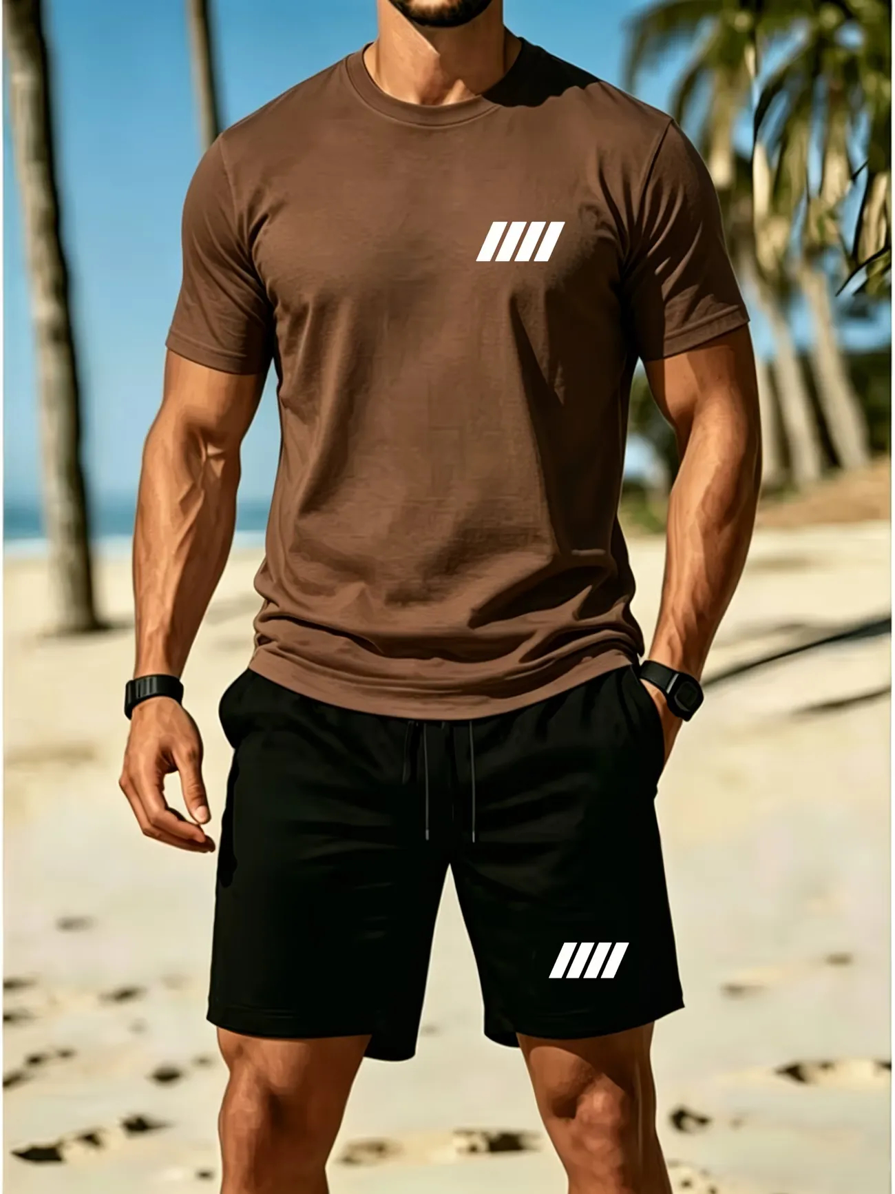 ⏰ Último día: ¡50% de descuento! 🔥 Conjunto de verano de lino para hombre con polo y pantalones cortos.