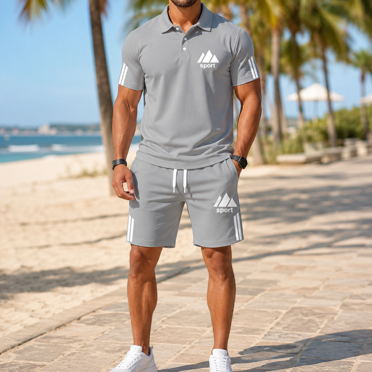 ⏰ Last day: 50% off! 🔥 Men's summer set with polo shirt and shorts