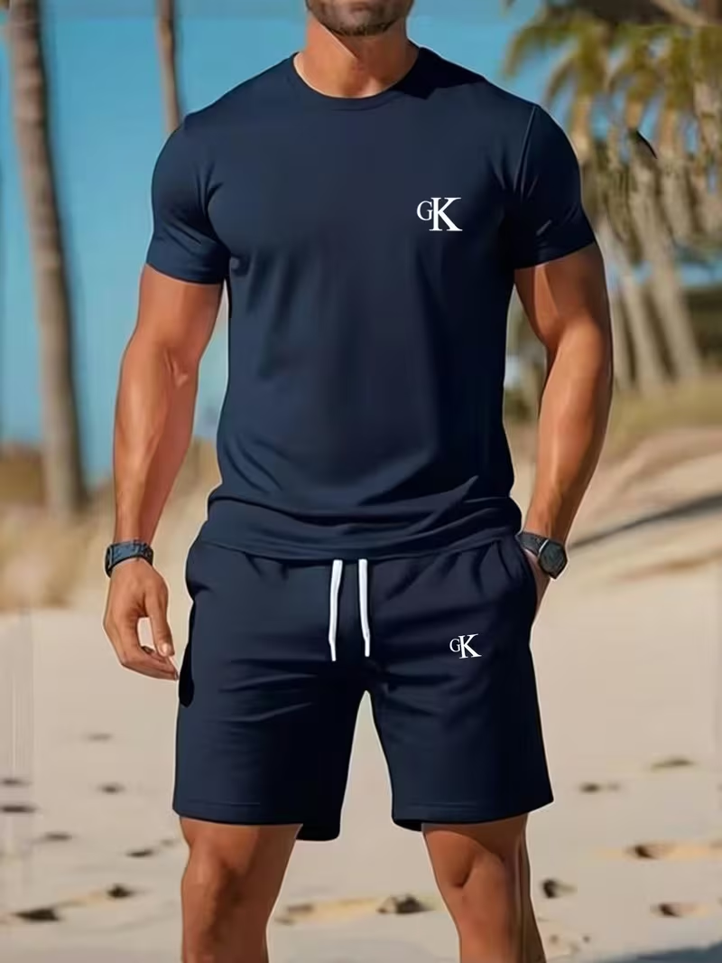 ⏰ Último día: ¡50% de descuento! 🔥 - Conjunto de verano para hombre: camiseta y pantalón corto
