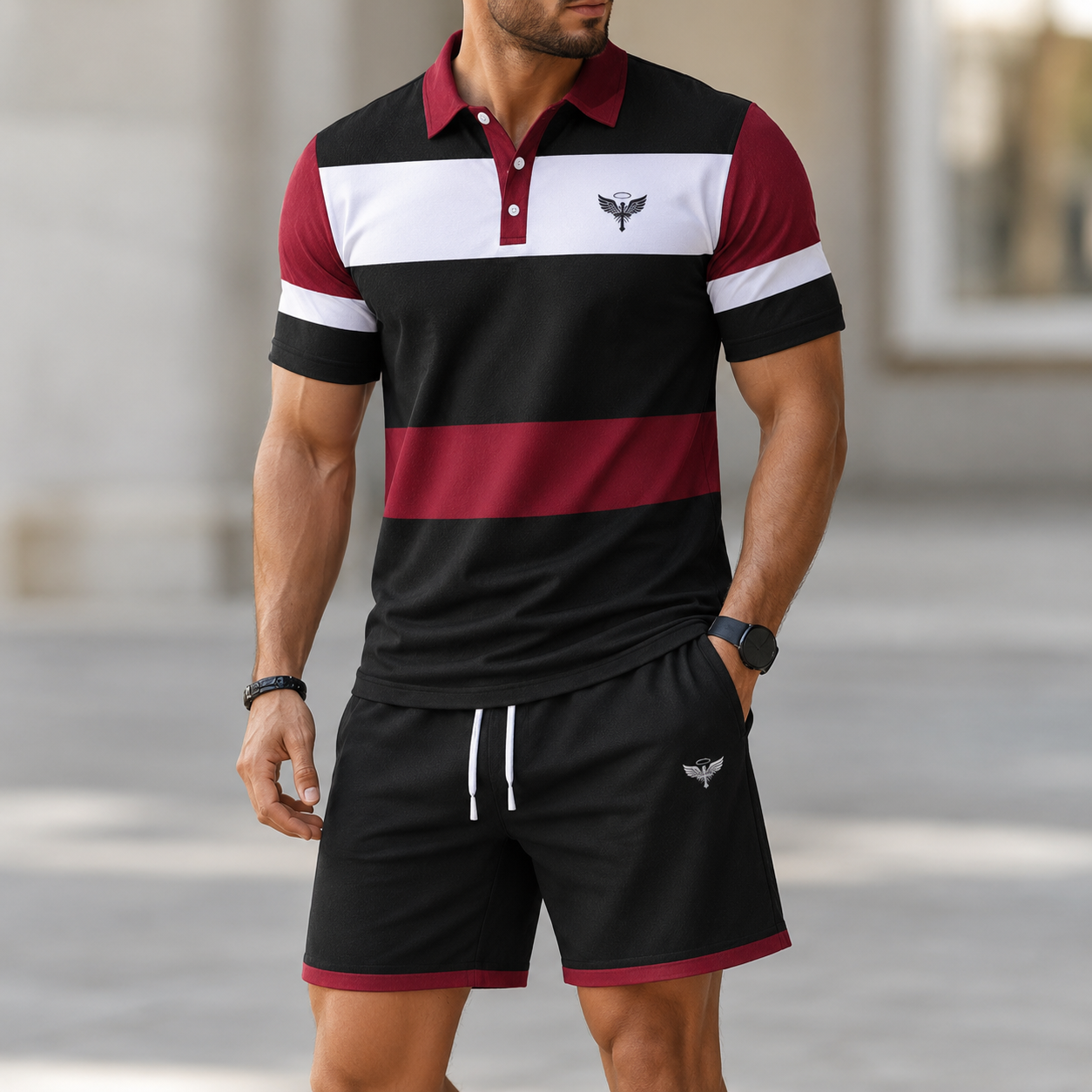 ⏰ Último día: ¡50% de descuento! 🔥 Conjunto de verano para hombre con polo y pantalón corto