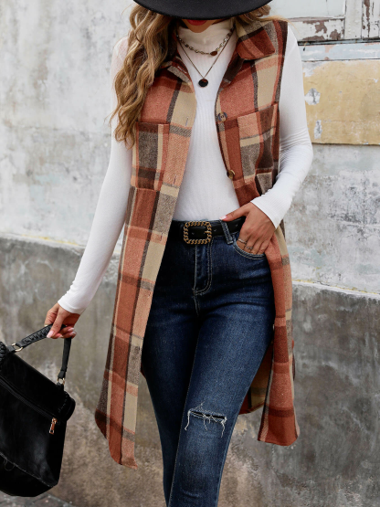 Mendocino Plaid Vest Coat