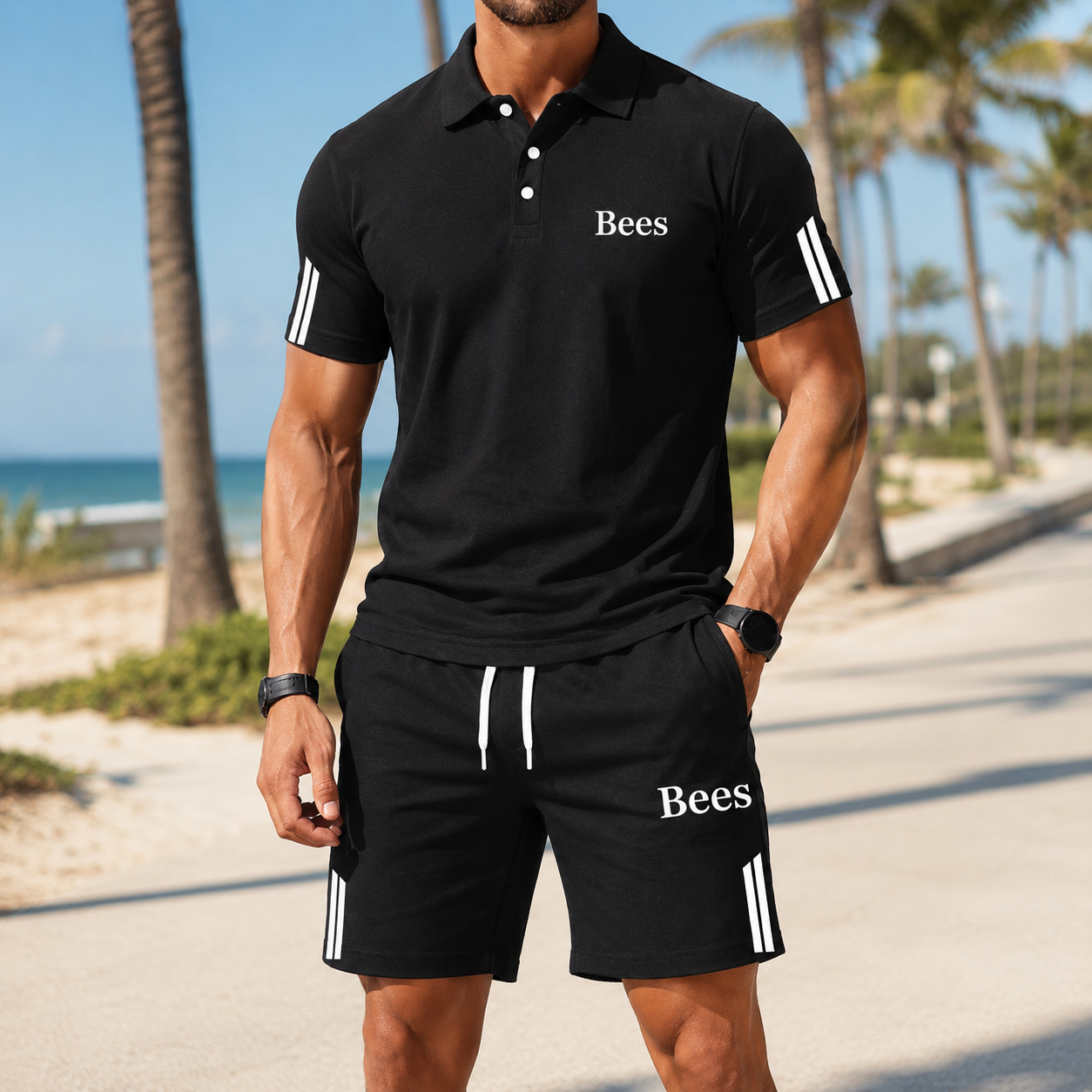 ⏰ Último día: ¡50% de descuento! 🔥 Conjunto de verano para hombre con polo y pantalón corto