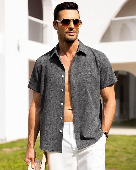 Short-sleeved button-down shirt