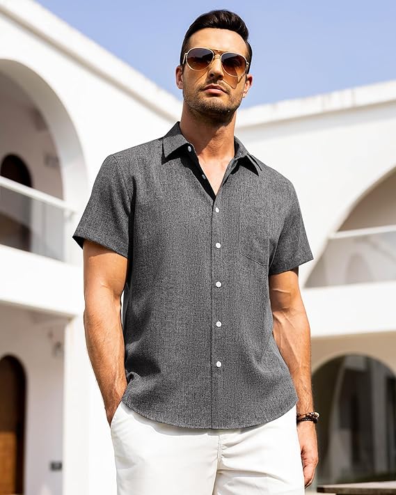 Short-sleeved button-down shirt
