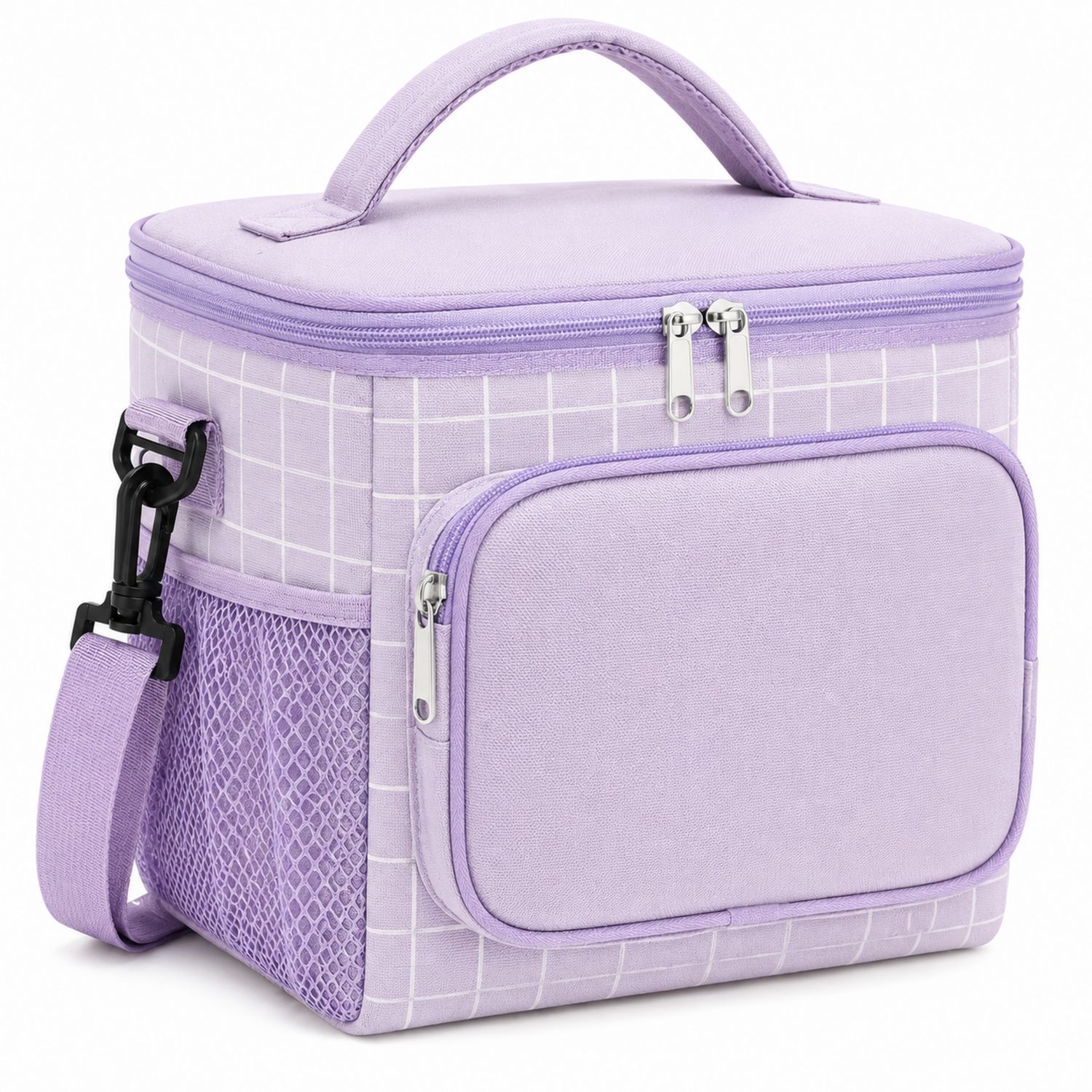 Sac Isotherme Déjeuner Portable à Carreaux Lavande