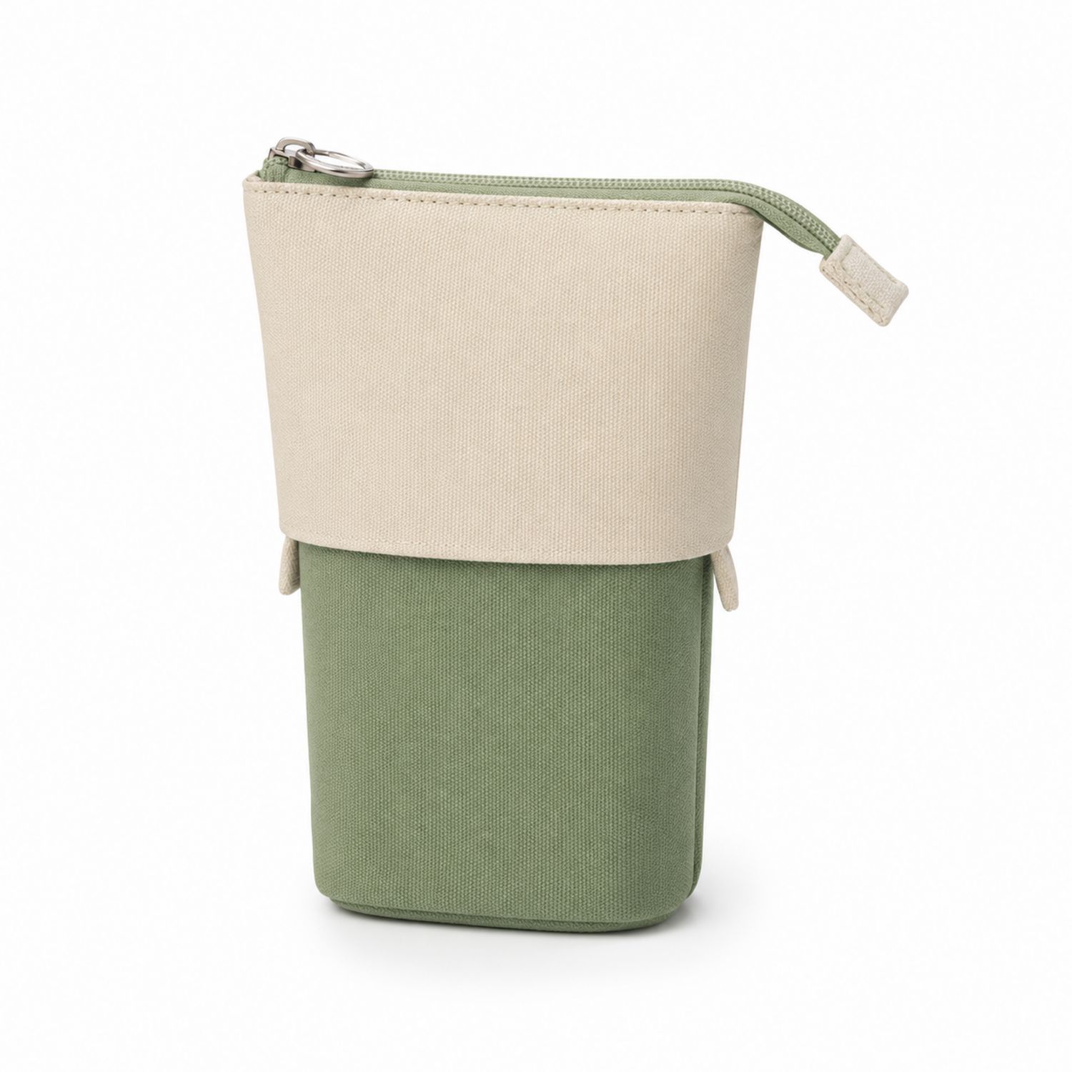 Trousse de Rangement Vert et Beige avec Fermeture Éclair