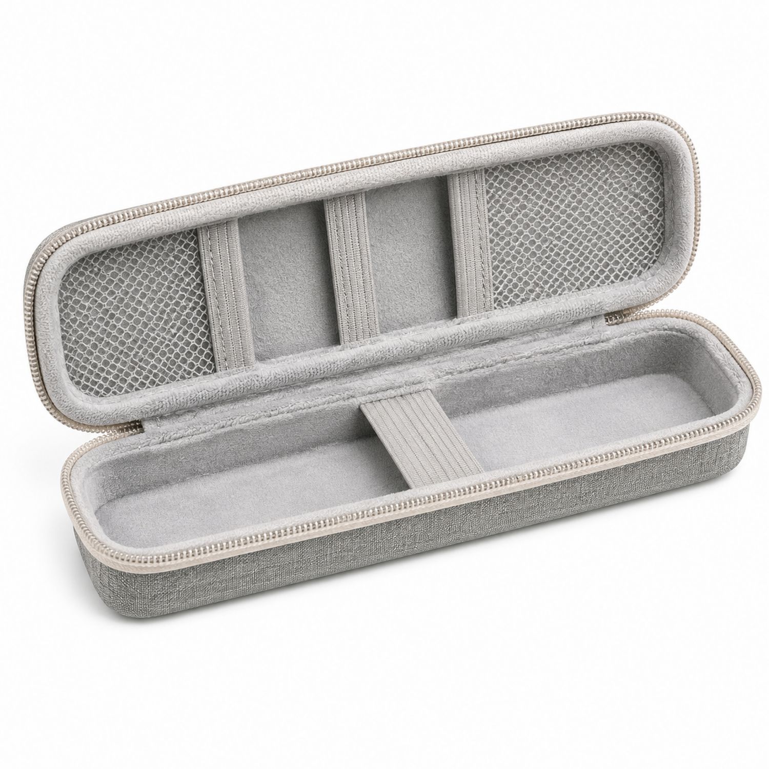 Étui de Rangement Gris pour Stylos avec Fermeture Éclair