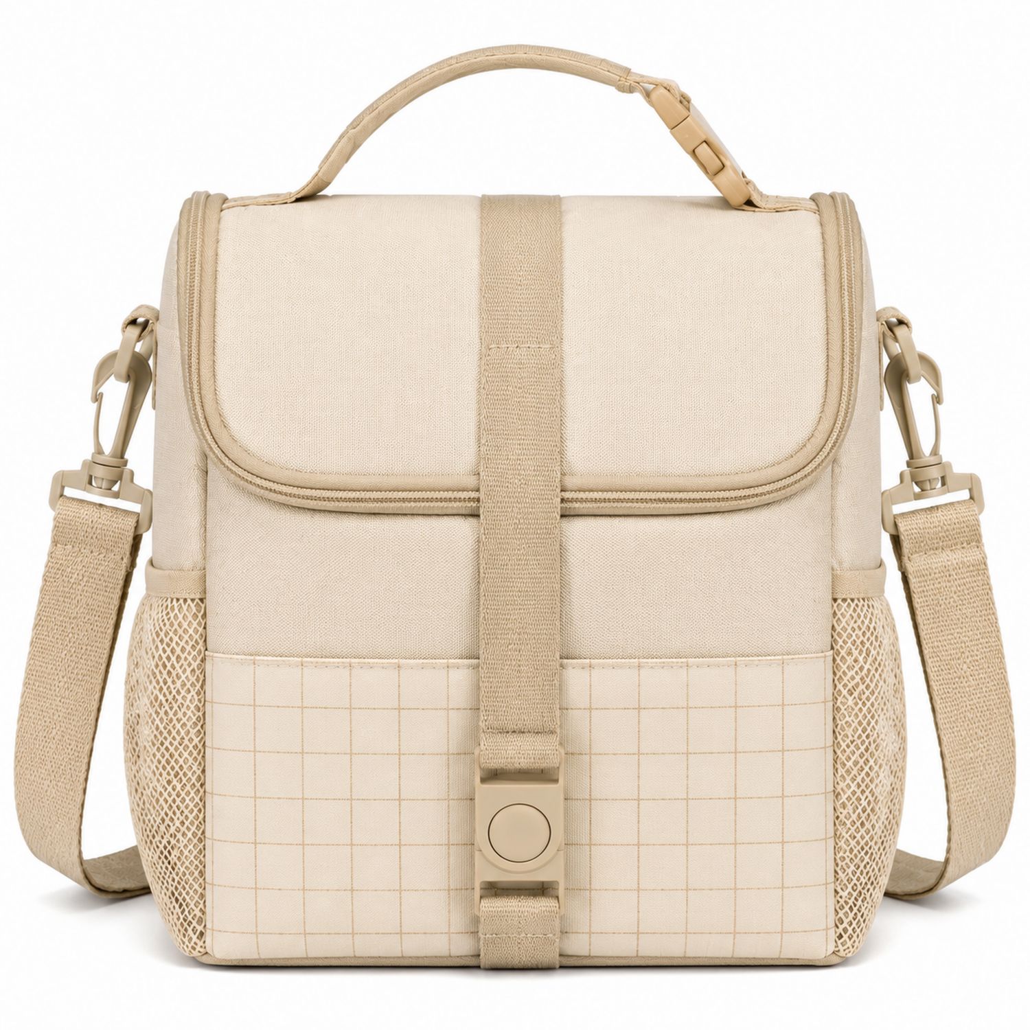 Sac à bandoulière beige avec poches en filet pour bébé