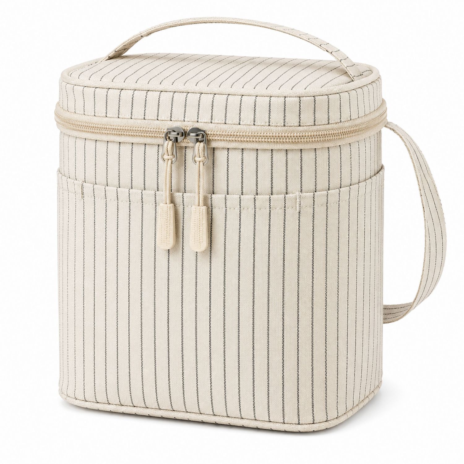 Sac isotherme rayé beige avec poignées