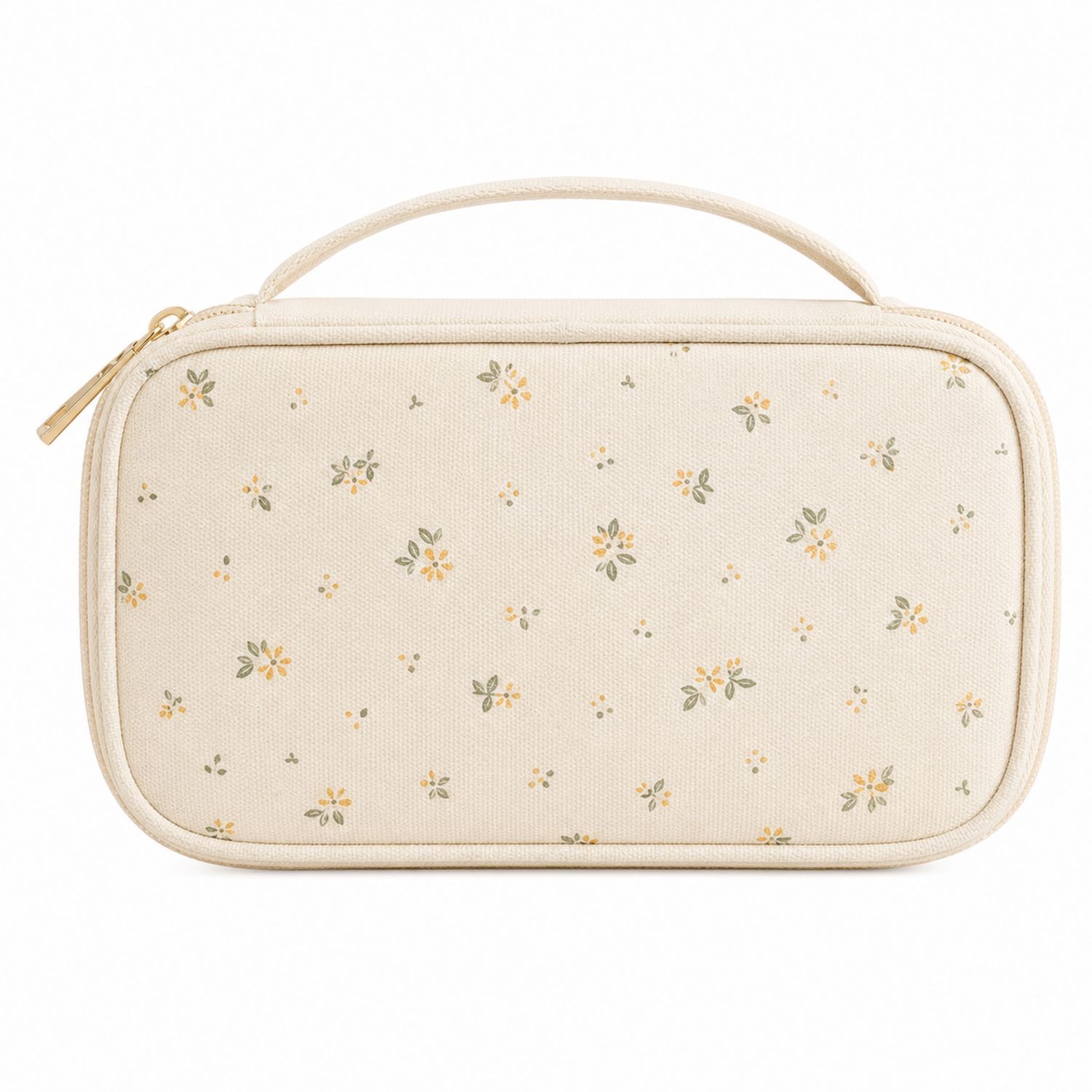 Trousse de Rangement Motif Floral Beige