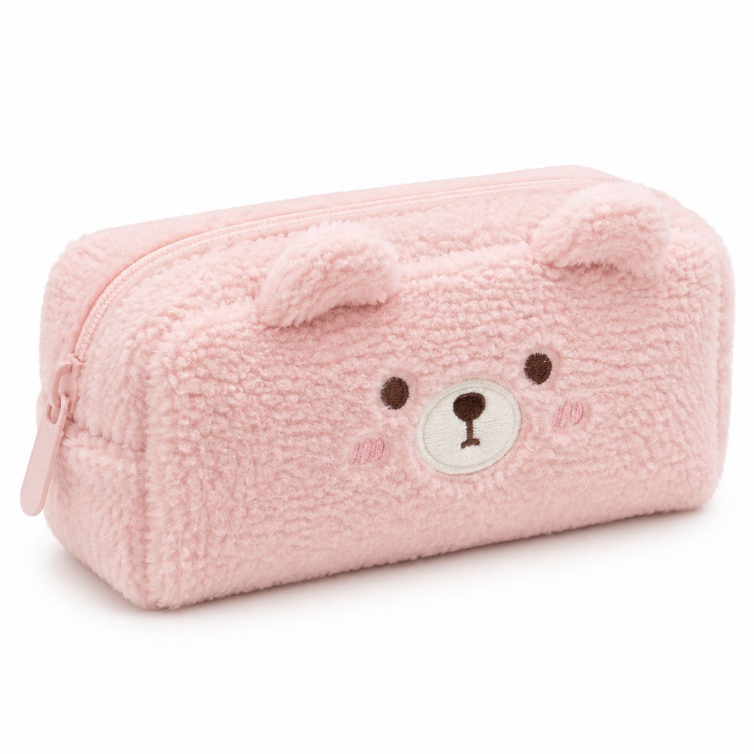 Trousse à Crayons Ours en Peluche Rose