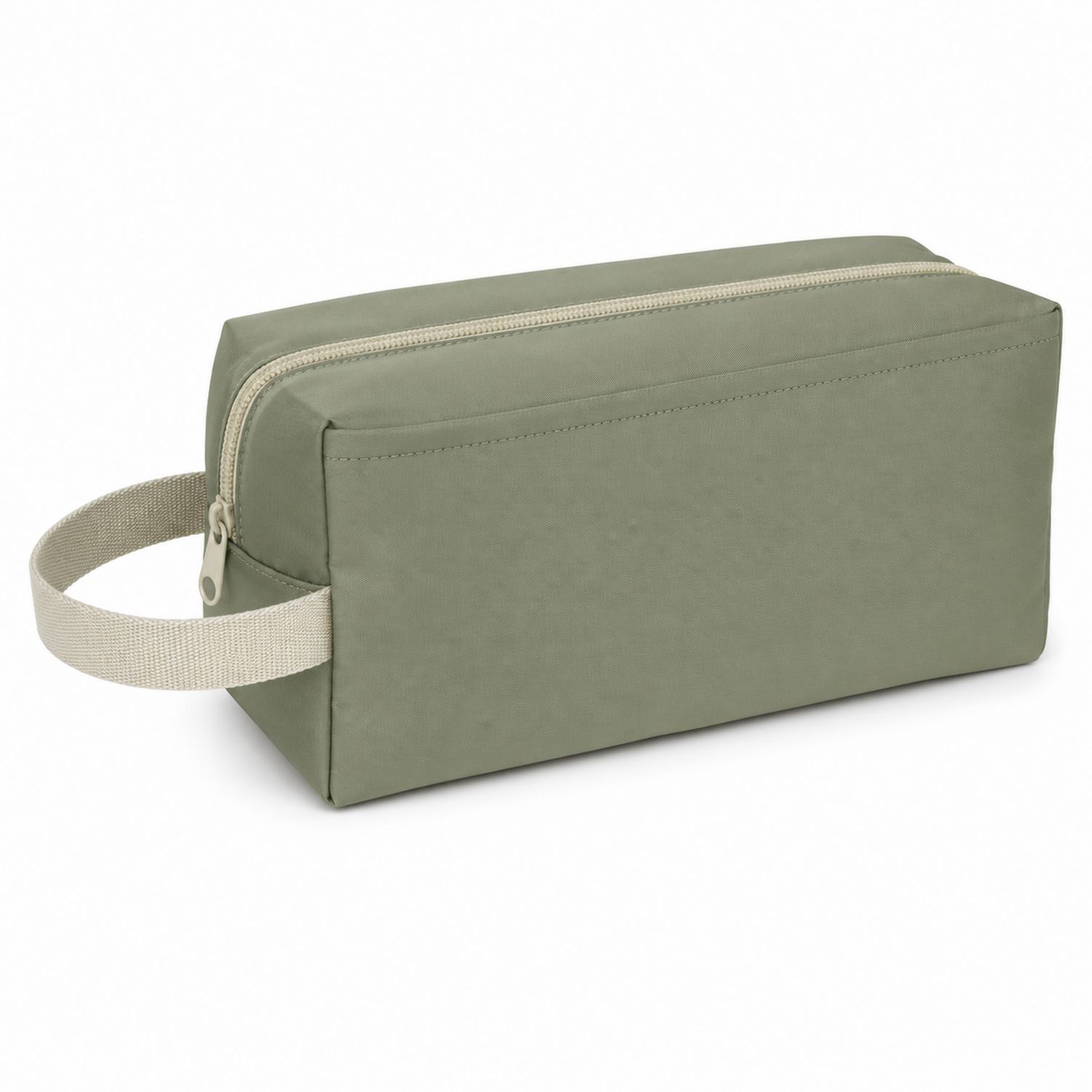Trousse de toilette rectangulaire vert kaki avec poignée latérale