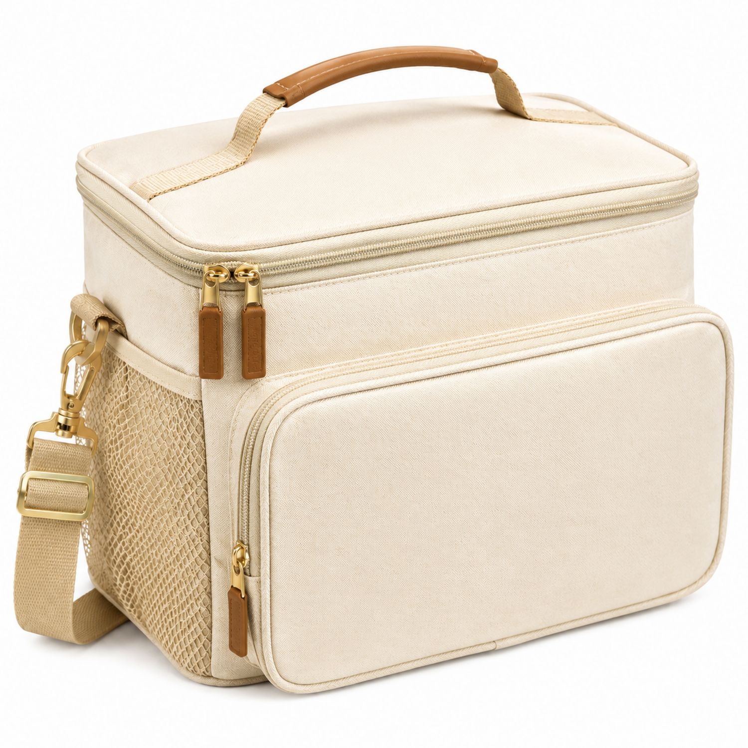 Sac isotherme beige élégant 15L avec bandoulière ajustable