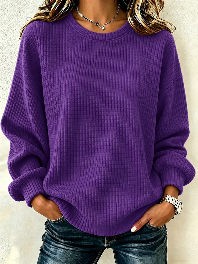 Women Plain Crew Neck Casual Spring/Fall Long Sleeve Sweatshirt