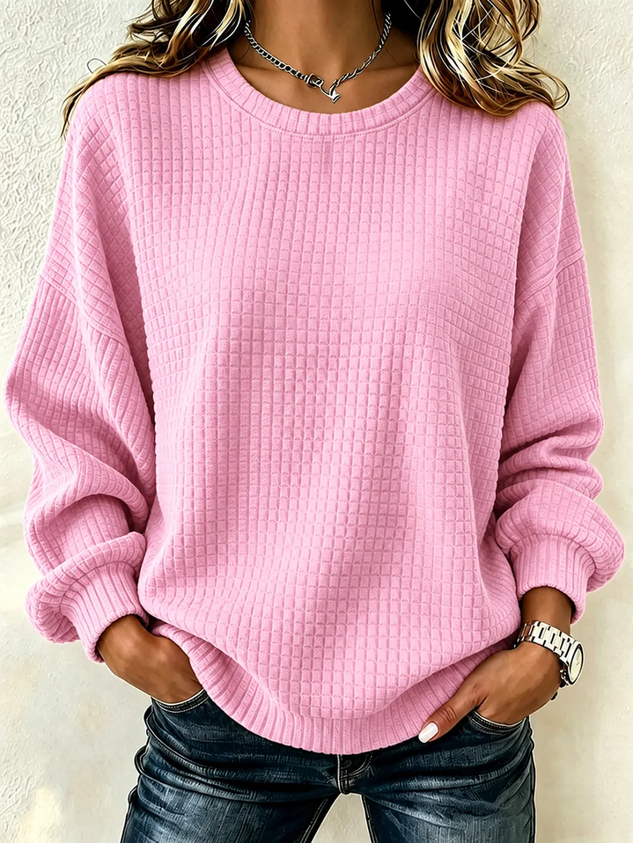 Women Plain Crew Neck Casual Spring/Fall Long Sleeve Sweatshirt