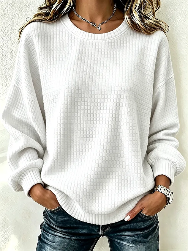 Women Plain Crew Neck Casual Spring/Fall Long Sleeve Sweatshirt