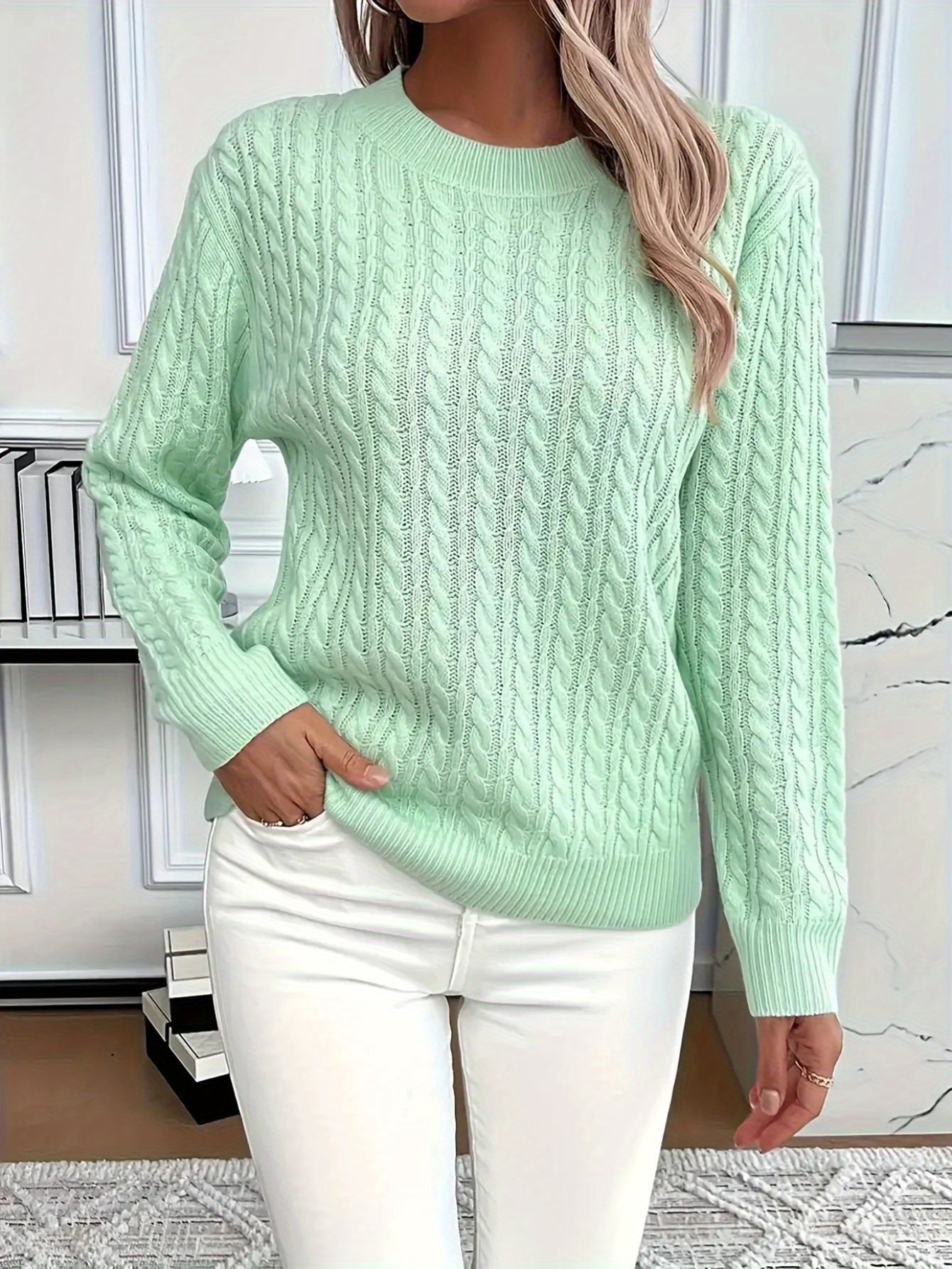 50% OFF Today | Classic Cable Knit Sweater – Loose Fit