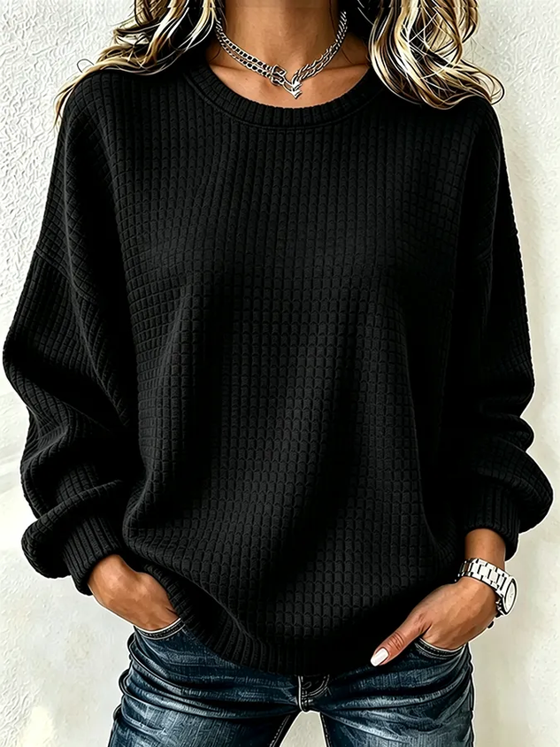 Women Plain Crew Neck Casual Spring/Fall Long Sleeve Sweatshirt
