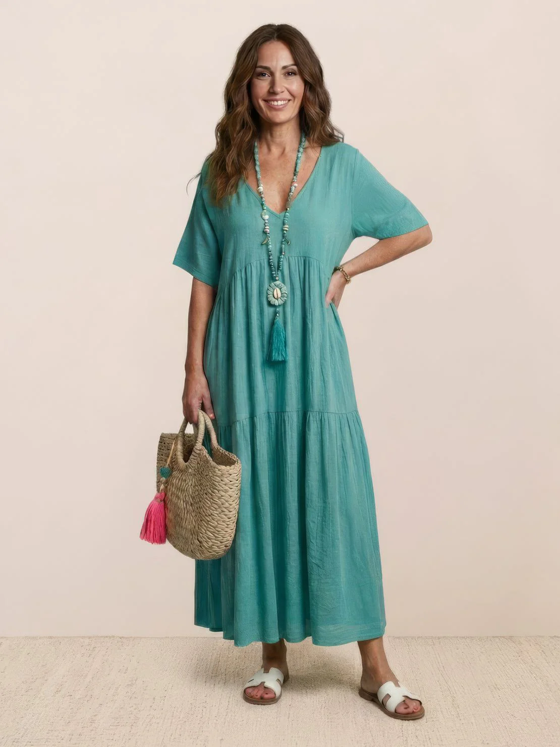 ⏳Time-Limited Special⏰Women's Casual Long Dress – V-Neck, Loose, Flowy 🌾