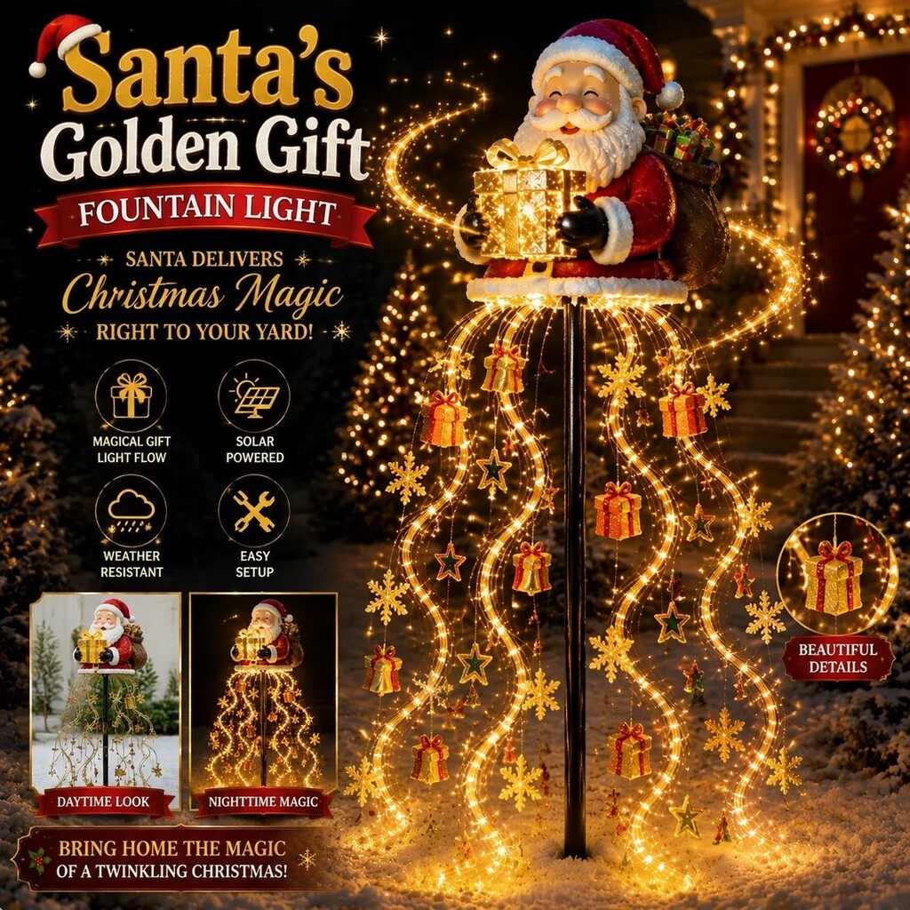 🎅✨ 2026 New Santa’s Flying Sleigh Gift Cascade – Solar Christmas Garden Light